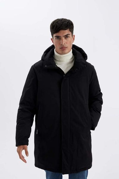 DeFacto Water Repellent Long down Coat - Hoodie and Pocket, Lined, Regular Fit D1231Ax24Wn