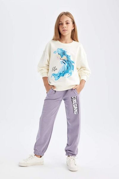 DeFacto Jogger Sweatpants για κορίτσια - εμπριμέ, ελαστικό πόδι μέσης και τσέπες D0739a824au