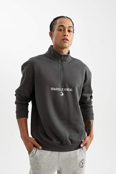 DeFacto Шакіл О'Ніл Боксі Фіт Світшот на блискавці з високим коміром - DFC