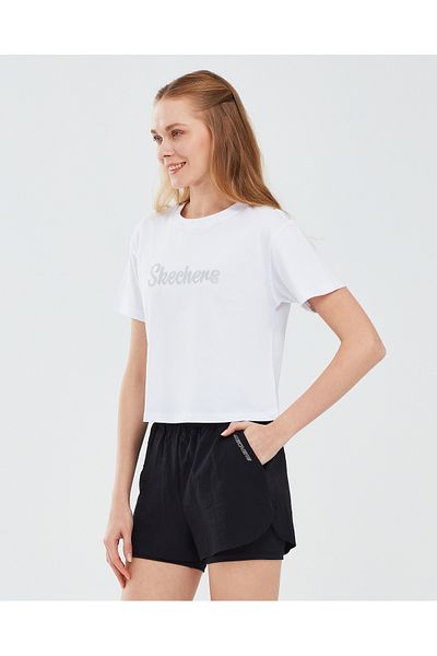 SKECHERS Γραφικό μπλουζάκι W κοντομάνικο γυναικείο λευκό μπλουζάκι S241212-100