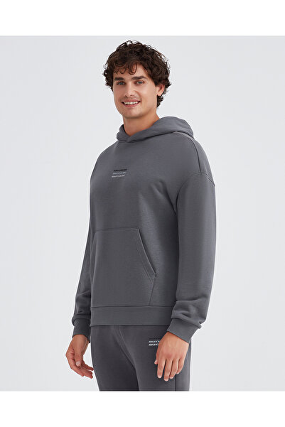 SKECHERS M Essential Hoodie Sweatshirt Erkek Gri Sweatshirt S232232-040