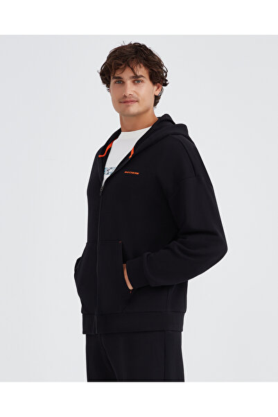 SKECHERS Ανδρικό φούτερ με κουκούλα M Essential Full Zip Hoodie Μαύρο μπλουζάκι με φερμουάρ S232439-001