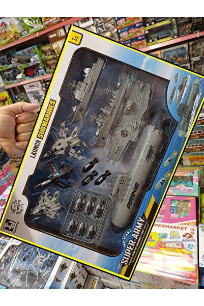 OYUNCAKSAHİLİ Denizaltı Saratoga Askeri Uçak Gemisi 9 parça Füze Fırlatır Gemi Destroyer Jet Uçağı Oyuncak