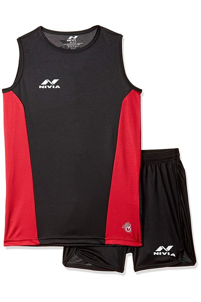 Nivia Zion Track and Field Jersey Set (Black/Red, S)  | For Men, Boys | Light Weight | Comfortable