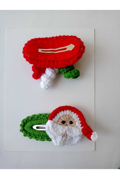 Kadın Girişimciler Atölyesi New Year Christmas Icons Handmade Set of 2 Snap Buckles (Suitable for Use for All Ages)