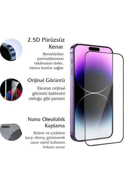 Fibaks Apple iPhone 11 Uyumlu Kolay Uygulama Aparatlı Siyah Çerçeveli Tam Kapatan Cam Ekran Koruyucu