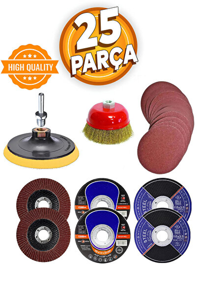 Badem10 25 Parça Avuç Içi Spiral Taşlama Makinesi 115 Mm Cırt Zımpara Flap In...