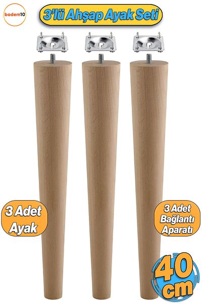 Badem10 Picioare Mobilier Lemn 3 Piese Cu Aparaturi 40 cm Masuta de cafea Masuta de cafea Puf Scaun Unitate TV Picioare M8
