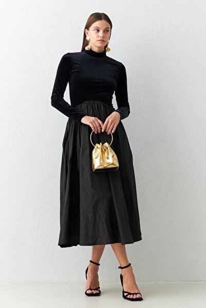 Setre Mini geantă de umăr din piele artificială cu detaliu cu șnur auriu stră...