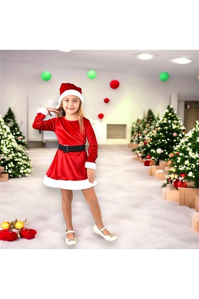 Lolliboomkids Rochie Rosie de Craciun/Anul Nou pentru Fata - Catifea Italiana, Capa Inclusa