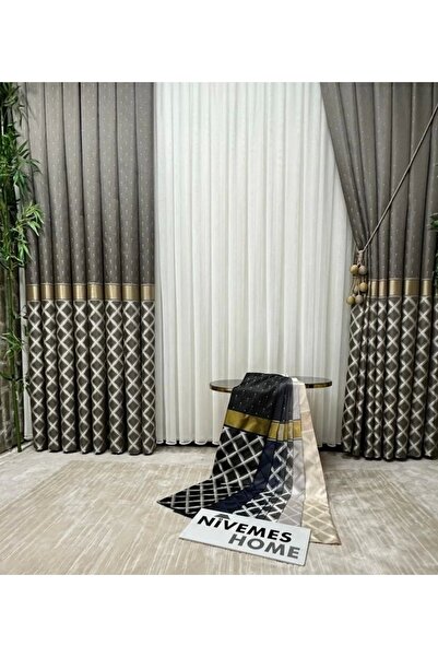 NİVEMESHOME Nivemeshome Aztec 018773   Perdele din tul plisat închis 1/3 Apm