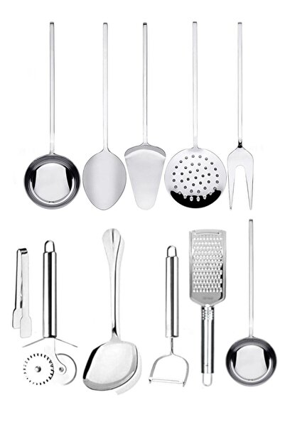 DORRY HOME 11 Adet Çok Amaçlı Maşa Kepçe Kevgir Çatal Kaşık Seti, Tamamlayıcı...