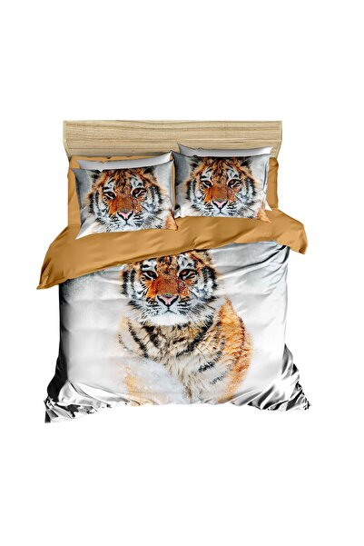 Fabeteks Tiger and Snow 3D Digital Double Duvet Cover Set
