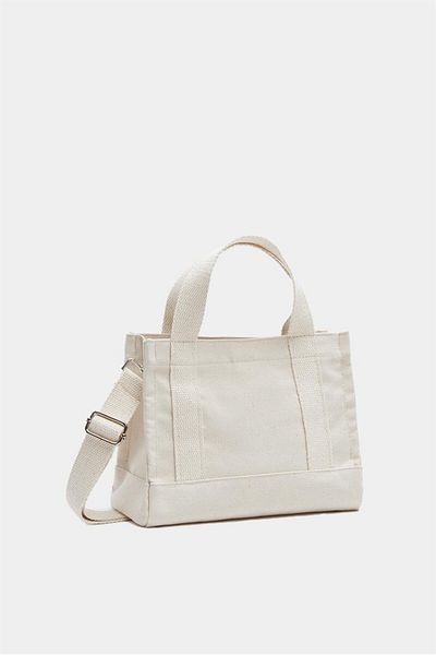Madamra Krémová dámská crossbody plátěná taška