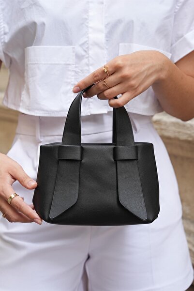 Madamra حقيبة الكتف حزام مقبض مزدوج المرأة السوداء