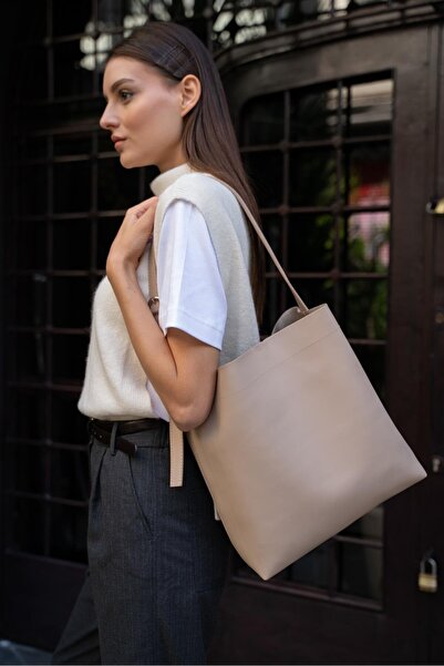 Madamra حقيبة تسوق نسائية ذات مقبض قصير من مينك