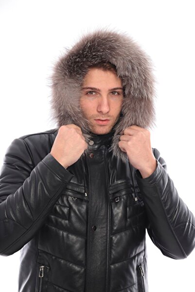 saremod Men's Puffer Winter Leather Jacket - Derimont