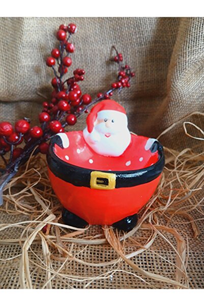 RENKLİMASALTASARIMLAR Santa Claus Christmas Plate - Small Size with Feet