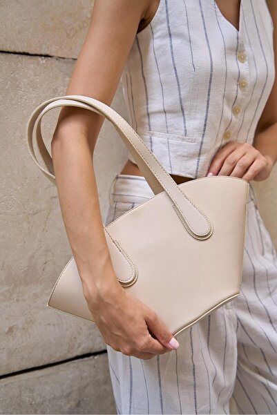 Madamra Béžová dámská nákupní taška – vzhled kůže