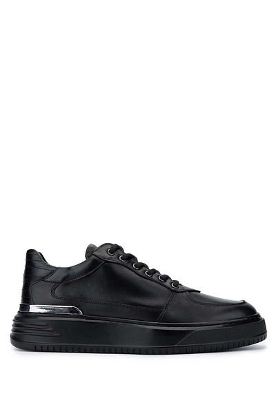Tamer Tanca Men's Genuine Leather Black Sneakers & Sports Shoes