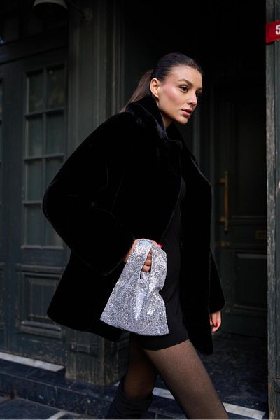 Madamra Silberne Handtasche mit Pailletten für Damen
