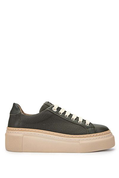 Tamer Tanca Women's Genuine Leather Khaki Sneakers & Sports Shoes
