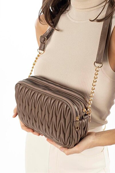 Madamra Mink Women's Multi-Compartment Quilted Crossbody Bag