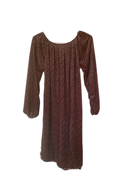 Store Velvet Vintage Patterned Italian Women's Dress with Necklace