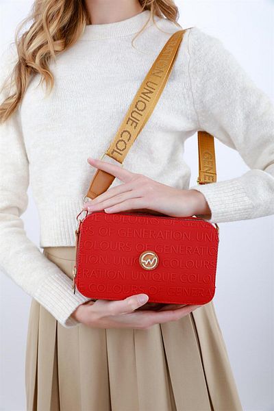 Madamra Red Women's Patterned Box Bag