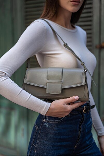 Madamra Obdélníková taška s potahem khaki pro ženy