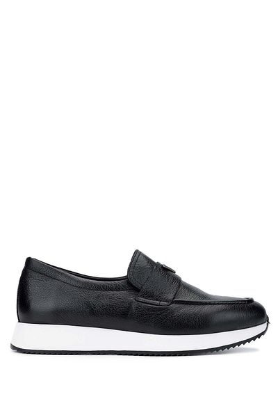 Tamer Tanca Men's Genuine Leather Black Leather Loafer Shoes