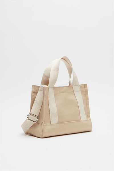 Madamra Beige Damen-Umhängetasche aus Canvas