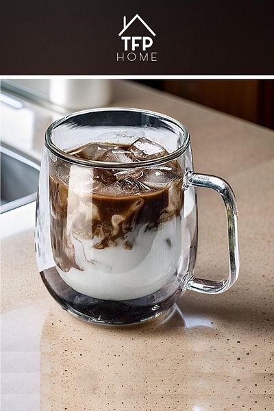 AKDAG HOME 250 ml Glass Mug - Double Glazed, Double Sided, Heat Insulated, Cup with Handle