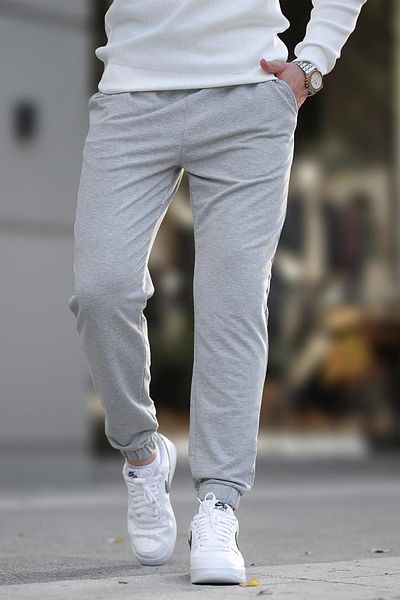Madmext Gefärbte graue Herren-Basic-Jogginghose mit Taschen und elastischen Beinen 6547