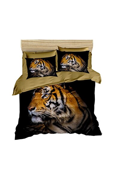 Fabeteks Wild Yellow Tiger 3D Digital Double Bedding Set
