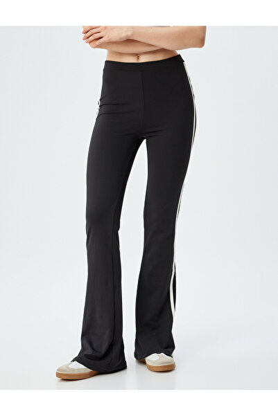 Koton İspanyol Paça Eşofman Altı Yüksek Bel Şerit Detaylı Slim Fit