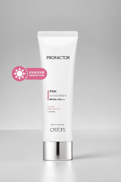 Cre'ars Profactor Pink Sunscreen - with 5 Different Plant Complexes, Tone Equalizing Sunscreen, Spf50+/Pa++++