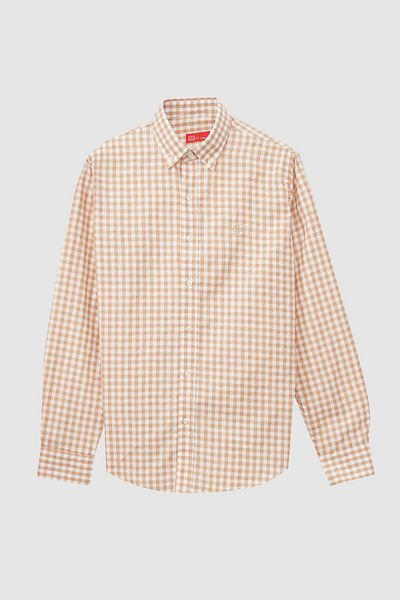 D'S Damat Slim Fit Camel καρό πουκάμισο