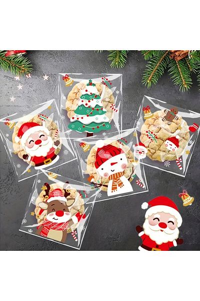 PABALAS 20 New Year's Themed-Designed Self-Adhesive, Candy & Cookie Bags