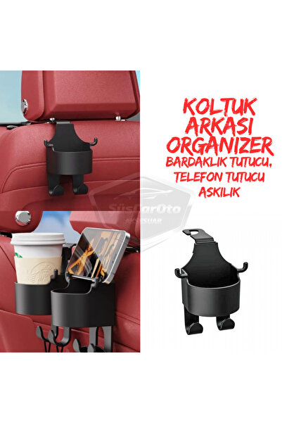 Şahins Araç İçi Çok Fonksiyonlu Koltuk Arkası Organizer Bardaklık Telefon Tut...