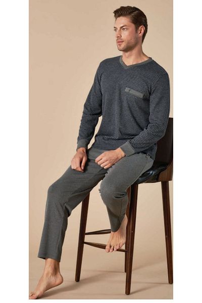 Feyza Pijama Feyza Long Sleeve Winter Men's Pajamas Set