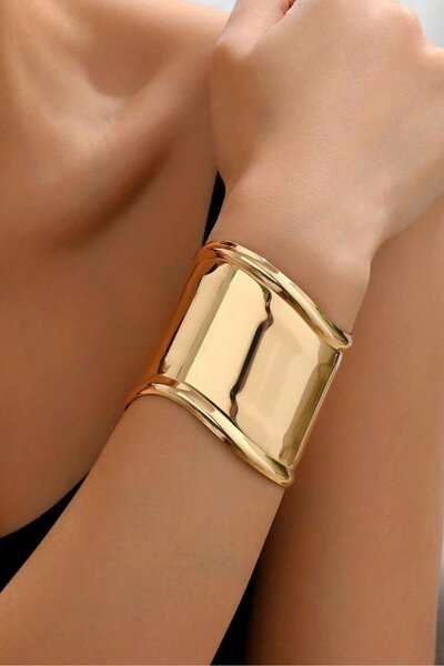 TAKIŞTIR Altın Renk Metal Kelepçe Bileklik