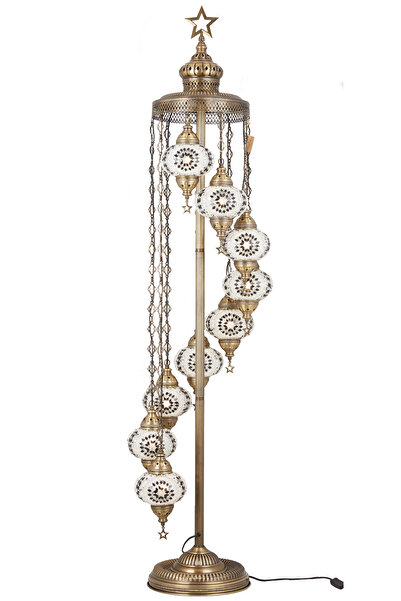 Demmex El Yapımı Mozaik Ayaklı Lambader 9''lu Otantik Lamba Dekor Tabanlı Türk Lambası