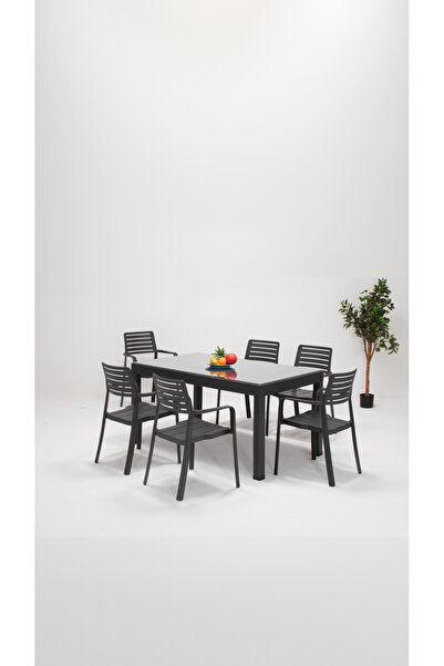 SANDALİE Lucia 90x150 Camlı Bahçe-Balkon-Teras Seti - Antrasit