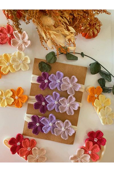 Kadın Girişimciler Atölyesi Love Flower Patterned Baby and Children's Hair Bandana