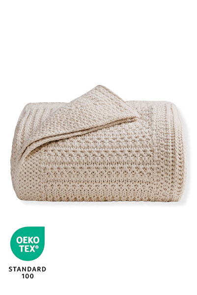 DALİSA Rebecca Triko Örgü Yumuşak Koltuk Şalı, Çocuk Battaniyesi Taş - 130x150