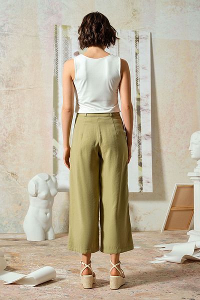UPGRADE Pantaloni modal culotte măsline