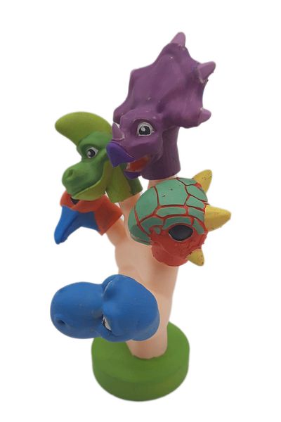 Uçaneller Kuklaevi Dinosaurs Finger Puppet Set with Hand Stand