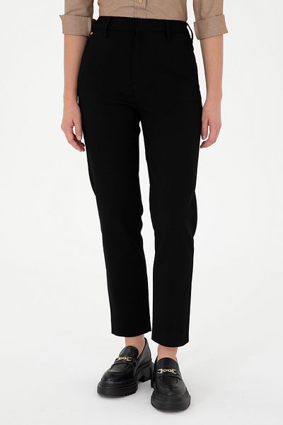 U.S. Polo Assn. Women's Black Carrot Hight Waist Fit Canvas Pants 50298544 -Vr046