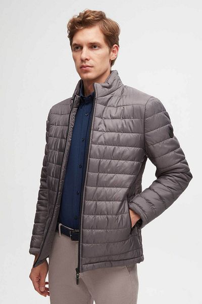 D'S Damat Slim Fit Γκρι αντιανεμικό πουπουλένιο παλτό με επένδυση από ίνες